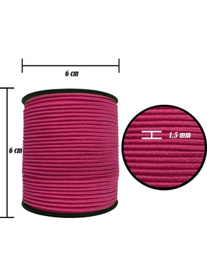 Hobizubi 1.5 mm Şapka Lastik - 100 Metre Fuşya - Yuvarlak Lastik