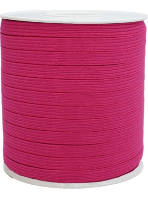 Hobizubi 10 mm Fuşya Yassı Lastik - 50 Metre