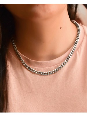 Papatya Silver 925 Ayar Gümüş Rodyum Kaplama Gurmet Zincir Kadın Kolye