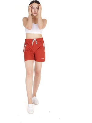 Fore Sport Kadın Kiremit  Kırmızısı Cep Ayrıntılı Parlak Şort