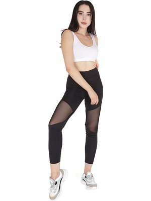 Fore Sport Kadın Siyah, Siyah Tül Detaylı Spor Tayt