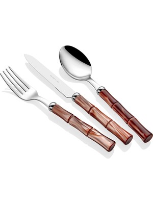Rivadossi Bamboo Kahverengi 24 Parça Çatal Bıçak Seti
