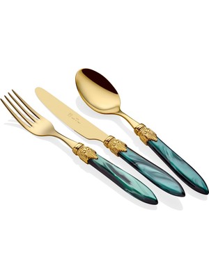 Rivadossi Laura Oro Yeşil 75 Parça Çatal Bıçak Seti