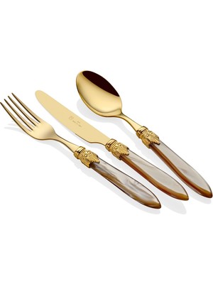 Rivadossi Laura Oro Şampanya 75 Parça Çatal Bıçak Seti
