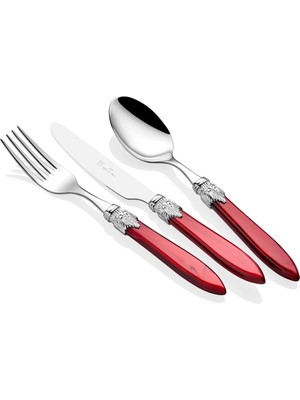 Rivadossi Laura Silver Bordo 75 Parça Çatal Bıçak Seti