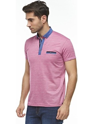 Ottomoda Erkek Mor Kısa Kollu Merserize Polo T-shirt, OT-P-21004