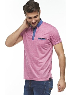 Ottomoda Erkek Mor Kısa Kollu Merserize Polo T-shirt, OT-P-21004