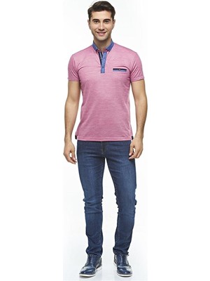 Ottomoda Erkek Mor Kısa Kollu Merserize Polo T-shirt, OT-P-21004