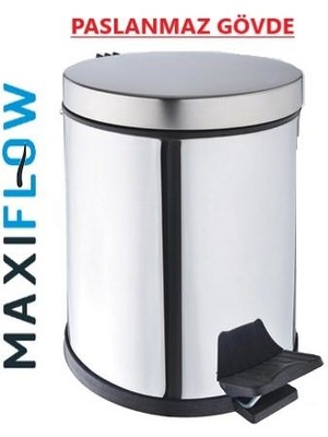 Maxiflow 8 Lt Pedallı Çöp Kovası Krom