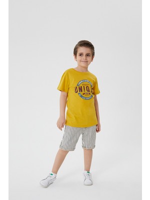 Lee Cooper Bisiklet Yaka Desenli Kısa Kol Sarı Erkek Çocuk T-Shirt