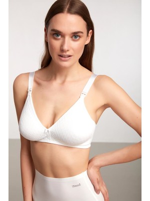 Kom Kadın Emziren Anneler İçin Ten Mamma Emzirme Sütyen Dikişsiz Yapı ile Gün Boyu Destek