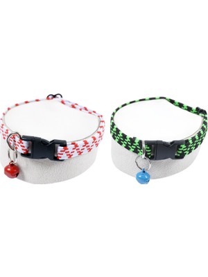X-Perk Elastik Zilli Kedi Köpek Boyun Tasması Yeşil -  Kırmızı 2'li
