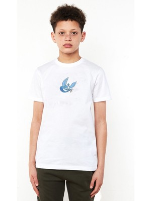 Qivi Mavi Kuş Pokemon Karakter Çizimi Articuno Baskılı  Çocuk Beyaz T-Shirt