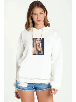 Qivi Riverdale Polly Cooper Baskılı Beyaz Kadın Örme Kapşonlu Sweatshirt Uzun Kol
