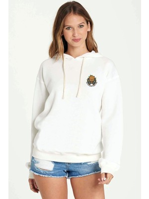 Qivi Groot Save The Galaxy Plant Atree Baskılı Beyaz Kadın Örme Kapşonlu Sweatshirt Uzun Kol