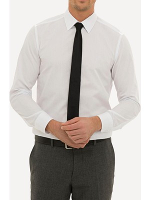 Taniş Giyim Erkek Slim Fit Düz Beyaz Gömlek