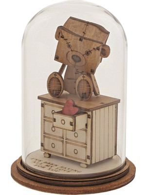 Kloche Saving All My Love Aşkımı Sana Saklıyorum Sevimli Ayıcık El Yapımı Cam Fanus Dekoratif Obje