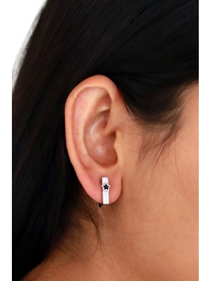 Midyat Nurtaş Gümüş Yıldız Tasarım Zirkon Kadın Gümüş Küpe