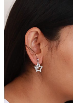 Midyat Nurtaş Gümüş Yıldız Tasarım Zirkon Kadın Gümüş Küpe