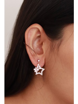 Midyat Nurtaş Gümüş Yıldız Tasarım Zirkon Kadın Gümüş Küpe