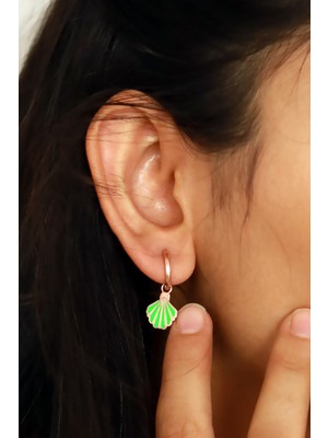 Midyat Nurtaş Gümüş Deniz Kabuğu Tasarım Kadın Gümüş Küpe - Rose