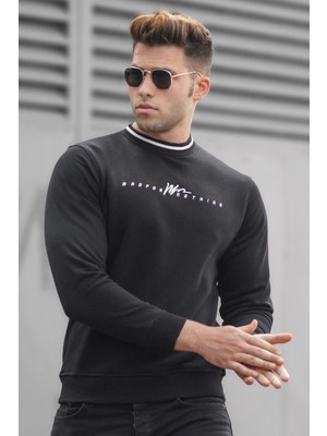 Madmext Siyah Triko Erkek Kazak Boğazlı Yaka Slim Fit Günlük Kullanım Sezonsuz