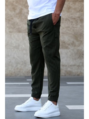 Madmext Çizgi Detaylı Haki Jogger MAD4084