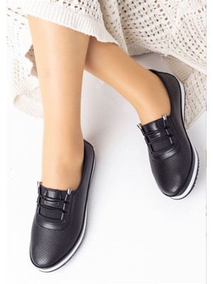 Aymood Kadın Günlük Ayakkabı Platform Tabanlı Siyah Rahat Kullanım İçin