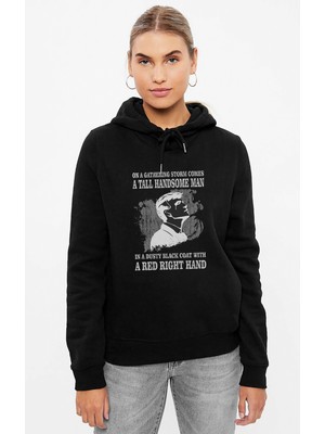 Qivi Peaky Blinders Tommy On A Baskılı Siyah Kadın Örme Kapşonlu Sweashirt Uzun Kol