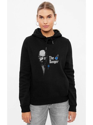 Qivi Breaking Bad The Blue Danger Baskılı Siyah Kadın Örme Kapşonlu Sweashirt Uzun Kol