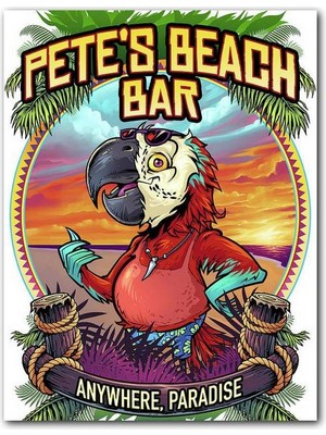 Caka Tablo Ahşap Tablo Pete Beach Bar Papağan
