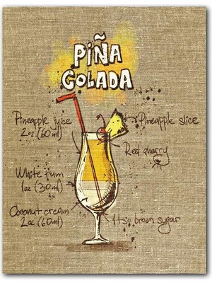 Caka Tablo Ahşap Tablo Pina Colada Kokteyl Keten Zemin