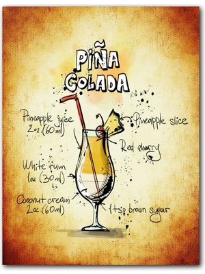 Caka Tablo Ahşap Tablo Pina Colada Kokteyl İçeriği