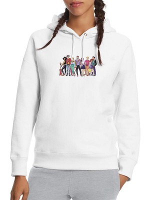 Qivi Riverdale Riverdale Computer Baskılı Beyaz Kadın Örme Kapşonlu Sweatshirt Uzun Kol