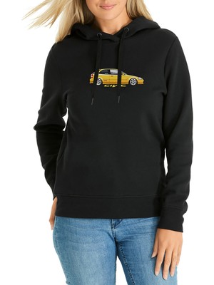 Qivi Cıvıc Typer Baskılı Siyah Kadın Örme Kapşonlu Sweatshirt Uzun Kol