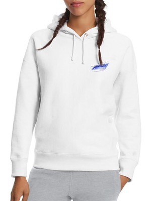 Qivi Leon Far Baskılı Beyaz Kadın Örme Kapşonlu Sweatshirt Uzun Kol