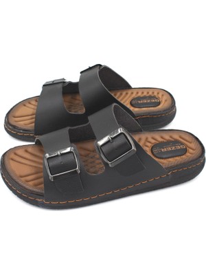 Gezer Ayarlanabilir Çift Toka, Dikişli, Anatomik Taban Günlük Erkek Terlik