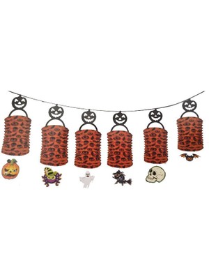 Pandoli Turuncu Renk Halloween Cadılar Bayramı Ürkünçler Fener Zincir Süs