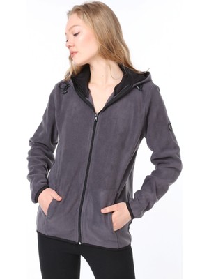 Ghassy Co. Ghassy Co Kadın Kapşonlu Fermuarlı Polar Sweatshirt