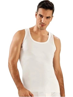 Tutku 6 Adet  Erkek Beyaz Ribana Klasik Atlet Abani Classic