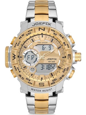 JoeFox Çelik Kordonlu Alarmlı Dijital Analog Erkek Kol Saati