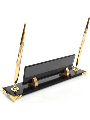 CLK İsme Özel Sublimasyon Baskılı Çift Kalem Füme Kristal Masa İsimliği