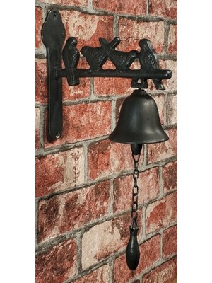 HOUSE2HOME El Yapımı Pirinç Kuşlu Kapı Çanı, 4 Kuşlu Zil, Oksit Siyah