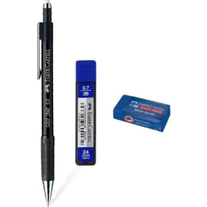 Faber Castell Okul Seti 1347 0.7 mm Siyah Kalem + Silgi + Uç