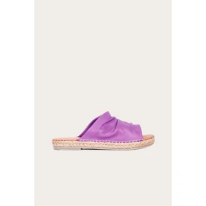 Bueno Shoes Vizon Deri Kadın Espadril Terlik