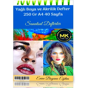 Enine Boyuna Eğitim A4 Yağlı Boya Akrilik Defter 40 Sayfa