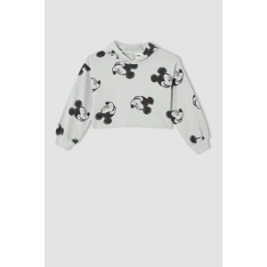 Kız Çocuk Disney Mickey & Minnie Crop Kapüşonlu Desenli Sweatshirt V1588A621AU