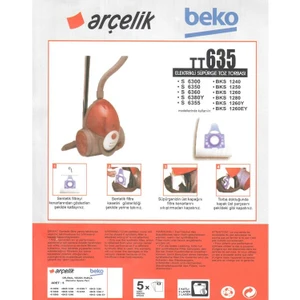 Eticaretarena Arçelik S 6255 C Süpürge Modeli 5 Adet Toz Torbası TT635