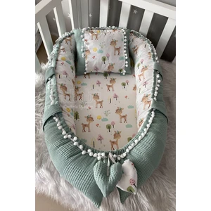 Jaju Baby Wafle Pike Kumaş Ceylan Tasarım Ponponlu Babynest