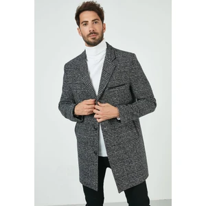 Slim Fit Tek Yırtmaçlı Düğmeli Mono Yaka Kaşe Kaban Erkek Kaban 5840098